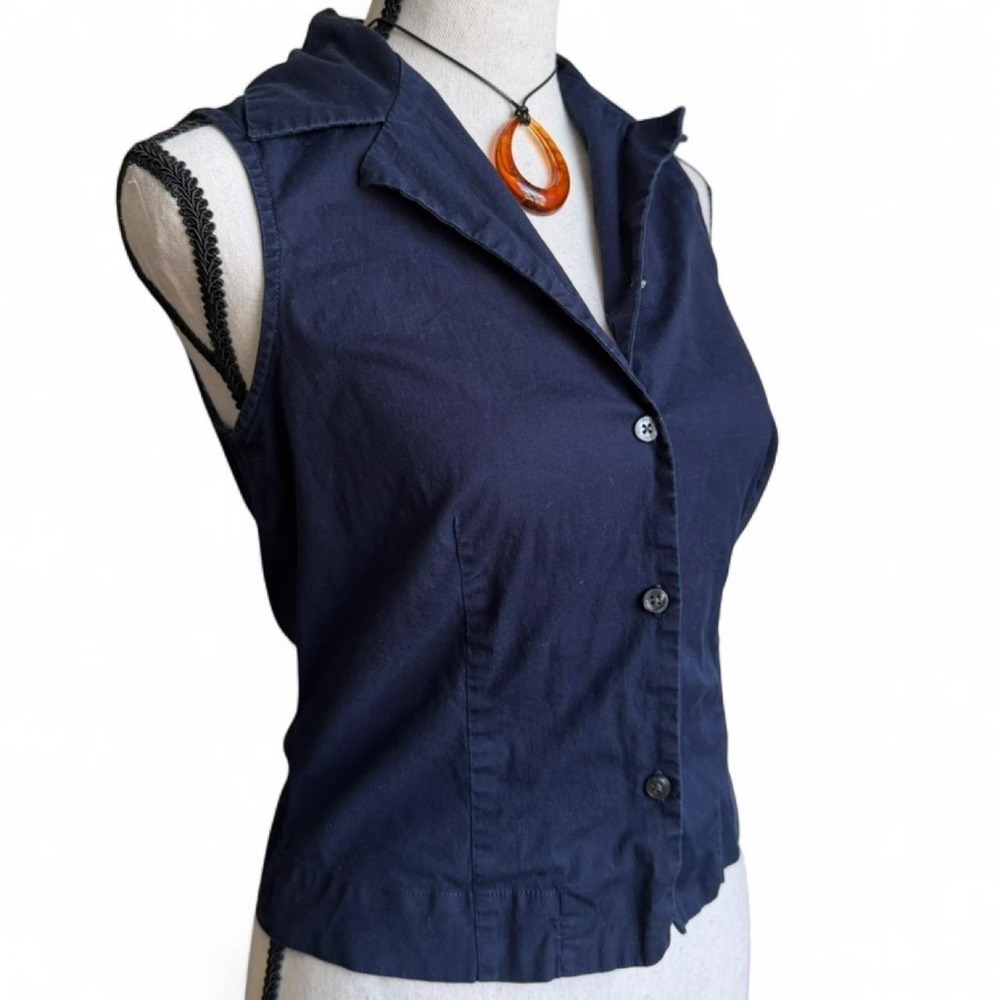 The Limited Navy Blue Sleeveless Button Up Vintage top size Small